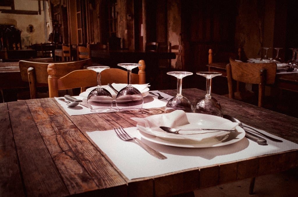 A table laid for dinner